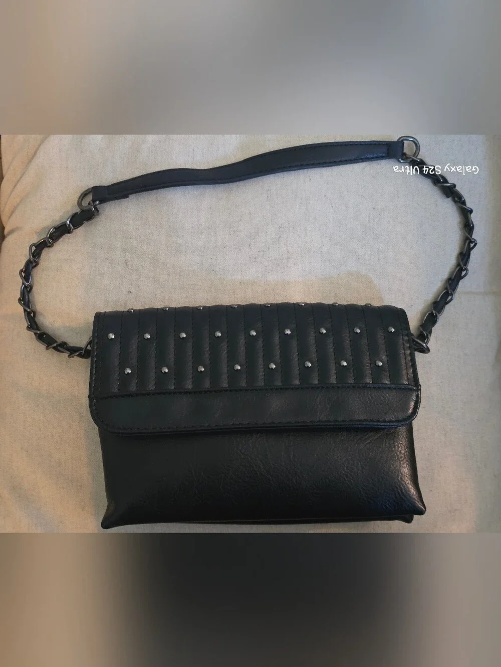 Sam & Hadley Gun Metal Stud Detail Crossbody Shoulder Bag EUC